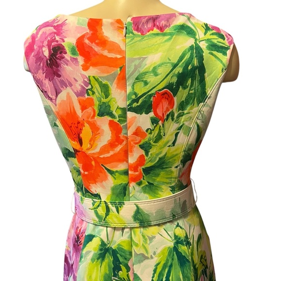 Donna Ricco Green Sundress Short Sleeve Scoop Neck Midi - Picture 11 of 14